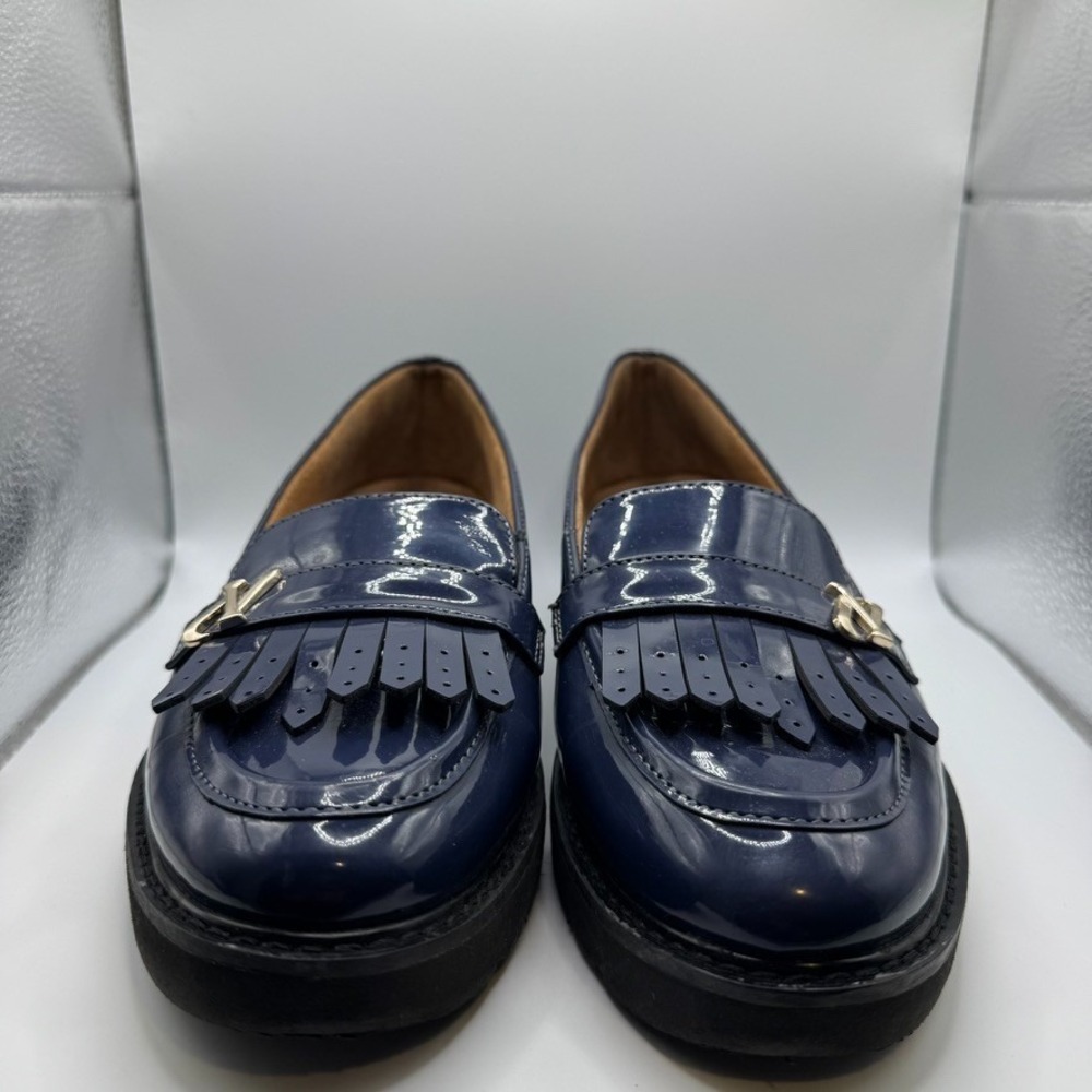 Naturalizer Expert Lug Sole Loafers – Midnight Blue Faux Patent Women's Size 6.5 - Picture 2 of 6